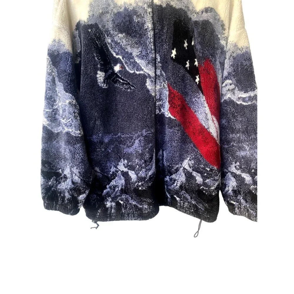 Bear Ridge Outfitters Eagle/U.S. Flag Full Zip Fleece Jacket Sz M Made USA - Picture 3 of 8
